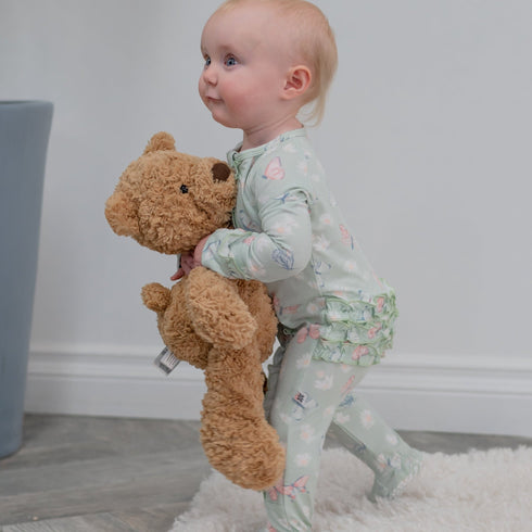 mint-butterfly-daisy-bamboo-ruffle-baby-footie Sweet Bamboo - Sophia's Style-5
